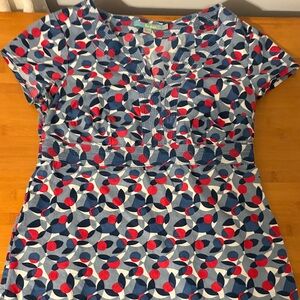 Boden Stylish Geometric Print Top - Blue and Red